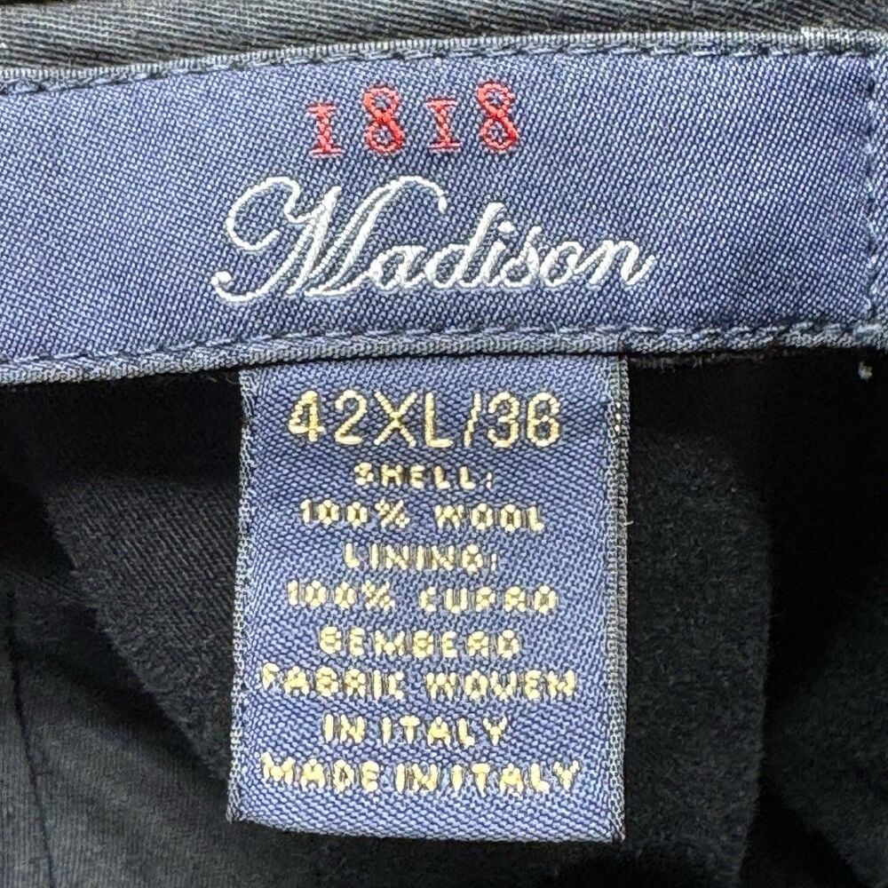 Brooks Brothers 1818 Madison Men Sz 42x36 Wool Dress Pants Flat Front Navy Blue